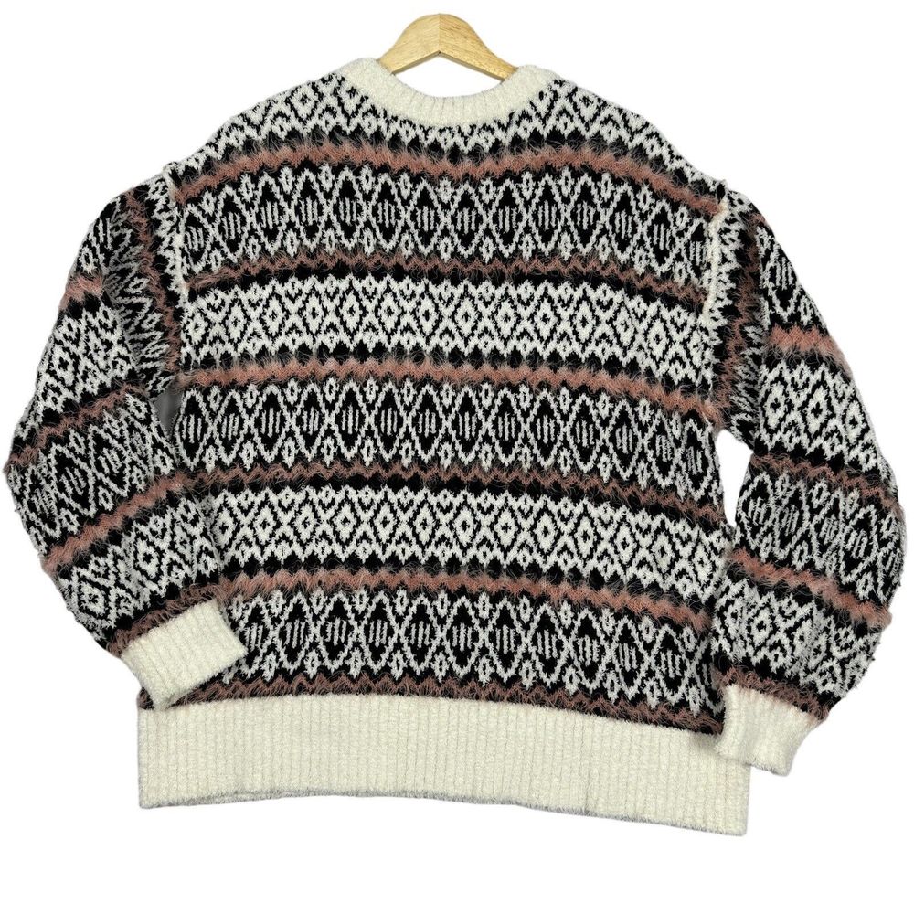 Arizona Jean Company Cozy Knit Sweater Crew Neck Size Medium Geometric Pattern - Picture 7 of 12
